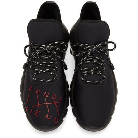 fendi black & red fiend high-top sneakers|Fendi black and white bag.